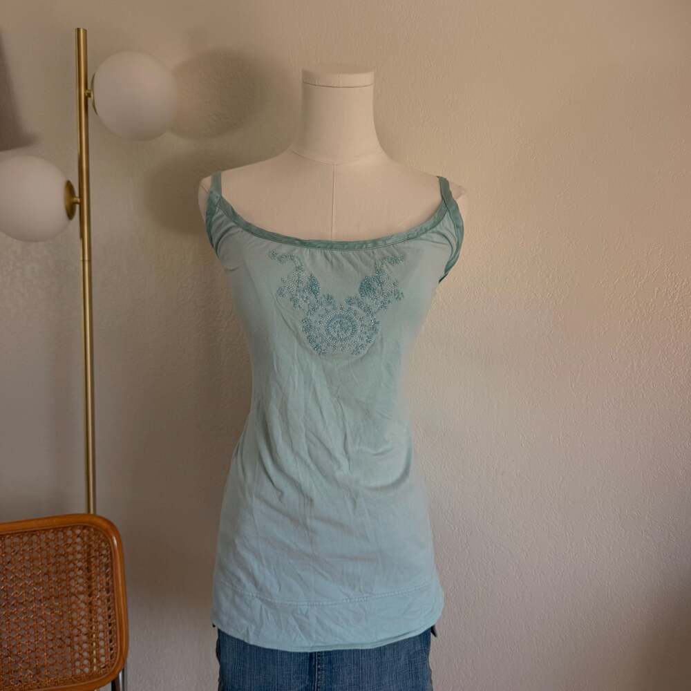 Polo Jeans Co. Ralph Lauren Mint Green Beaded Embroidered Camisole Tank Top XL